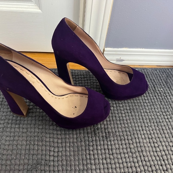 MIU MIU suede purple flare heels - Picture 3 of 4